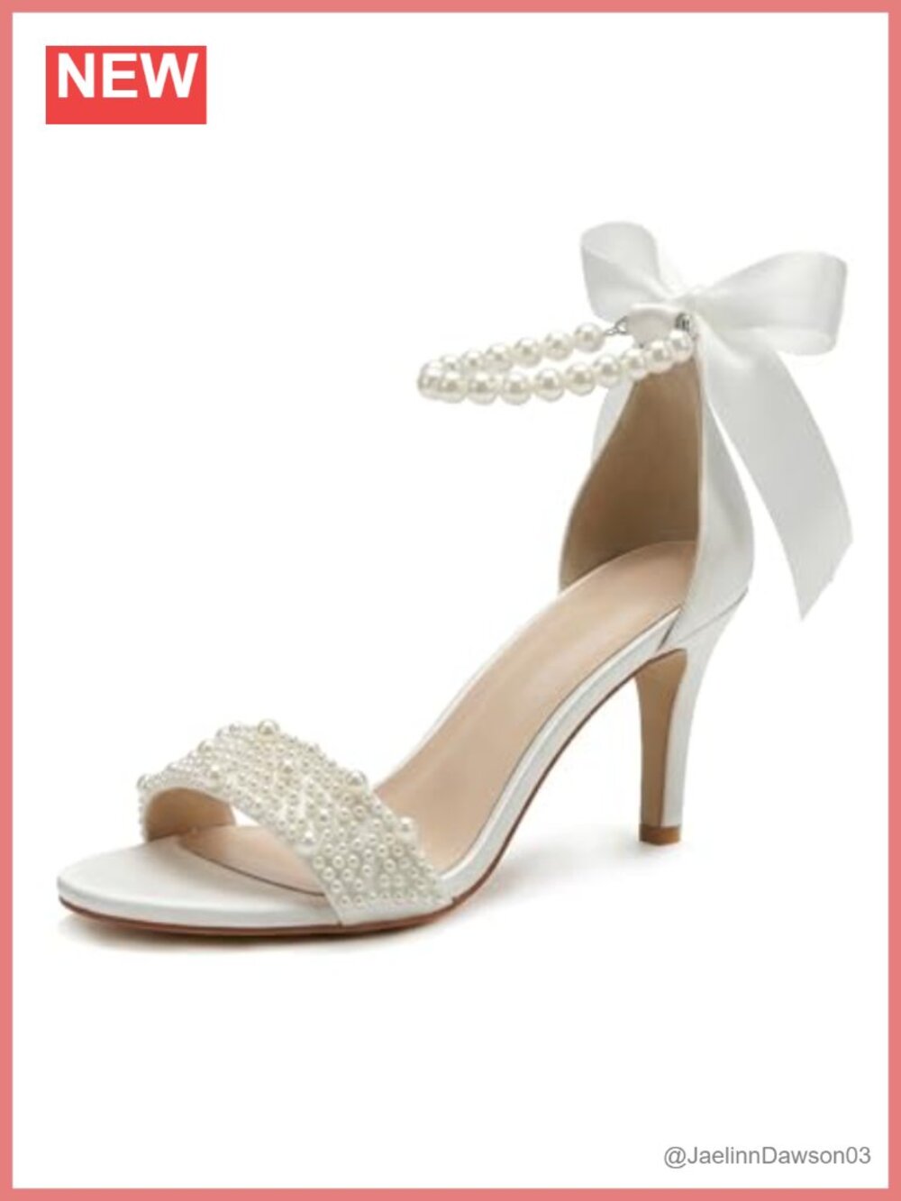 Women's Pearl Ankle Strap Pointed Toe Rhinestone Bridal High Heel Pumps Wedding